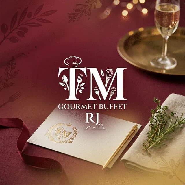Peça de marca do projeto TM Gourmet Buffet RJ.